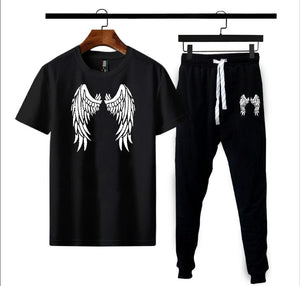 Men Cotton Track Suit Black Angel Wing Print