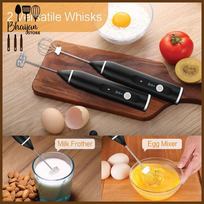 2-in-1 Rechargeable Coffee Beater Electric Milk Frother