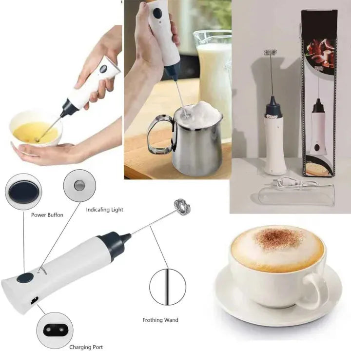 2-in-1 Rechargeable Coffee Beater Electric Milk Frother