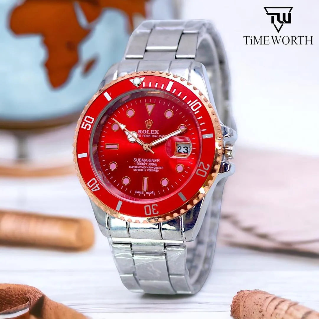 Rolex Style Diver Watch WMen'sith Date Function – Silver & Golden Dial