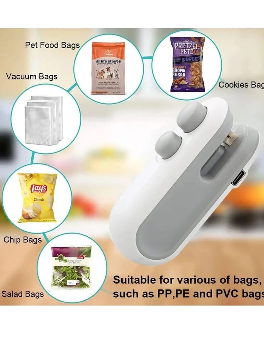 Rechargeable 2-in-1 Food Sealer & Cutter