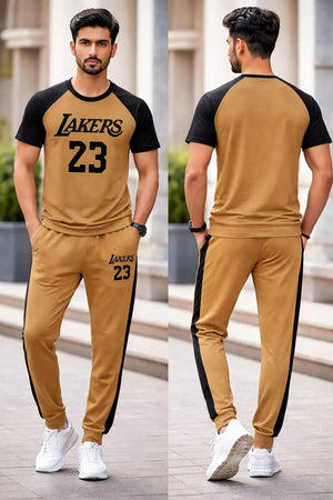 Lakers 23 Track Suit Golden Black Cotton 2Pcs