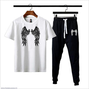 White Cotton Angel Wing T-Shirt & Joggers Set Medium to XL
