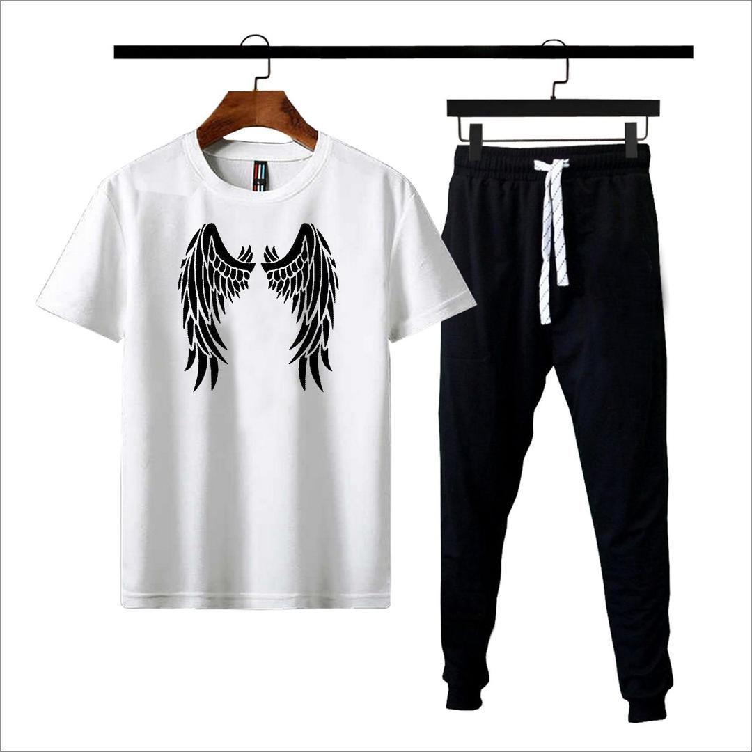 White Cotton Angel Wing T-Shirt & Joggers Set Medium to XL