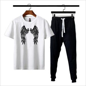 White Cotton Angel Wing T-Shirt & Joggers Set Medium to XL
