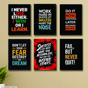 Set of 6 Motivational Wall Art Frames 8x11 MDF Wood