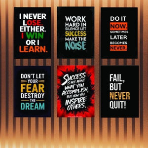 Set of 6 Motivational Wall Art Frames 8x11 MDF Wood