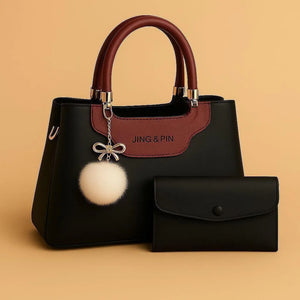 Pink Synthetic Leather Handbag with Belt & Keychain for Girls