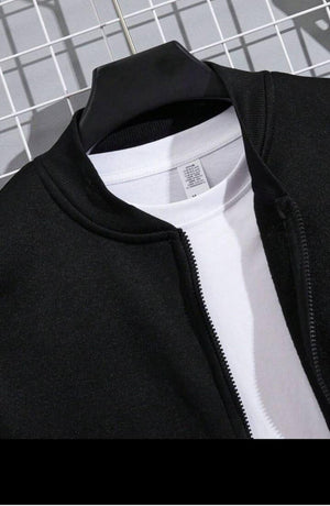 Men Fleece Zipper Track Suit Black XL to XXL Winter Warm