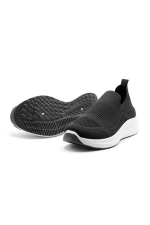Men's Black Slip-On Walking Sneakers Breathable Comfortable